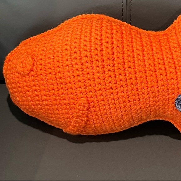 New Crochet Orange Goldfish Cracker Cuddler - Picture 5 of 12